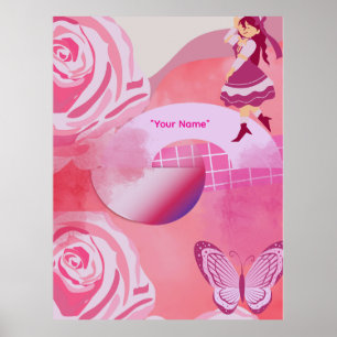 Póster Poster Estético de Paisaje de Fantasía Rosa