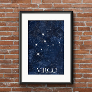 Póster Poster estrella de Virgo con nombre, signo de estr