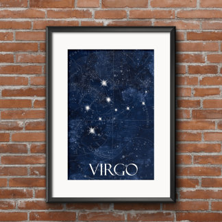 Póster Poster estrella de Virgo con nombre, signo de estr