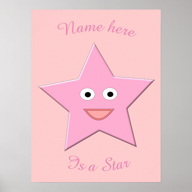 Póster Poster Estrella Rosa bonito (Frente)