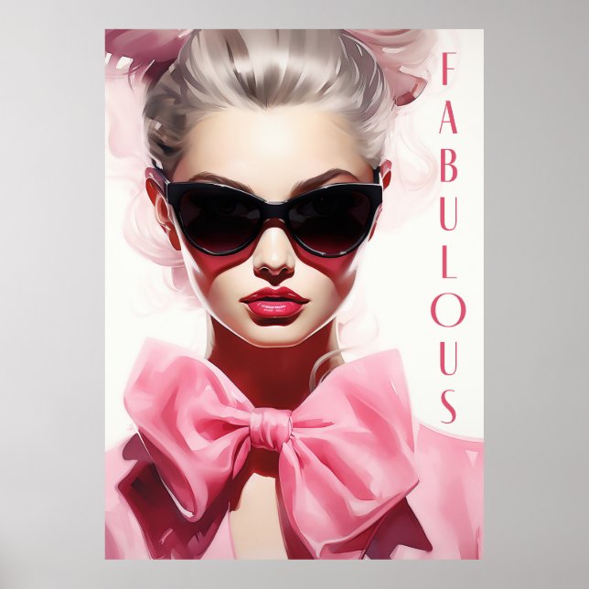 Póster Poster Fabulous Fashion Model Pink Bow (Frente)