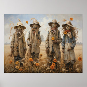 Póster Poster Fall Scarecrows