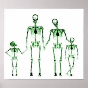 PÓSTER POSTER - FAMILIA DE RAYOS X-RAY SKELETON VERDE BLA