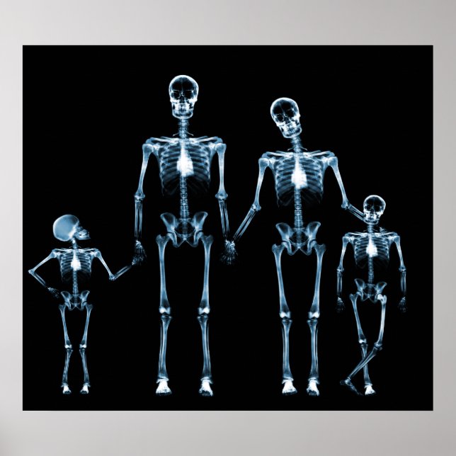 PÓSTER POSTER - FAMILIA DE RAYOS X-SKELETON AZUL NEGRO (Frente)