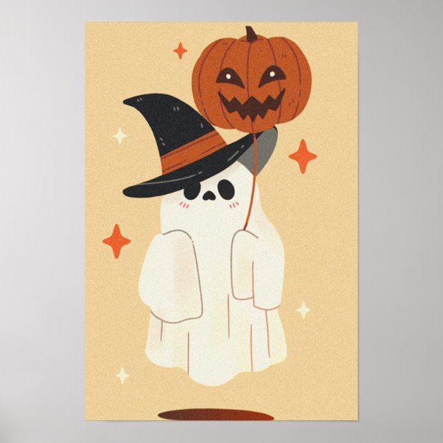 Póster poster fantasma lindo de halloween (Frente)