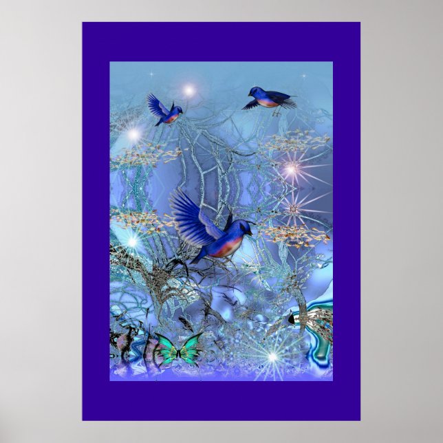 Póster Poster Fantasy Art Blue Birds (Frente)