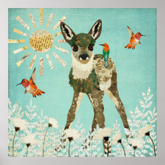 Póster Poster Fawn & Hummingbirds