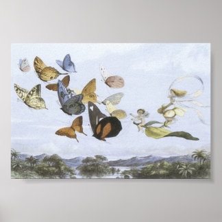 Póster Poster - Fe montando mariposas