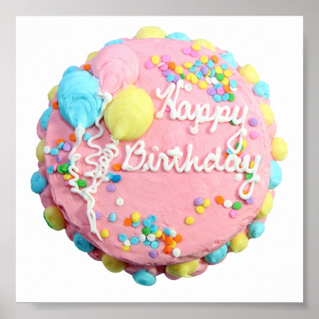 Póster Poster Feliz Cumpleaños Cake (Frente)