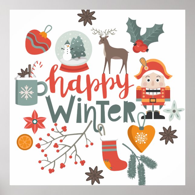 Póster Poster feliz de invierno (Frente)