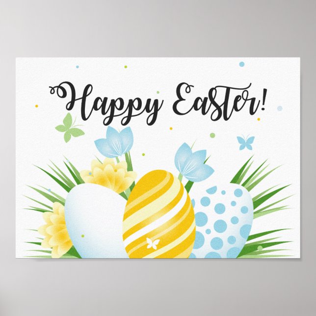 Póster Poster feliz de Pascua - poster de huevos de Pascu (Frente)