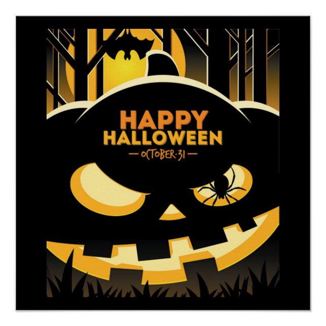 Póster Poster/Feliz Halloween Jack-o-Lantern (Anverso)
