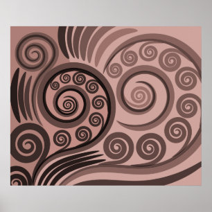 Póster Poster Feminine Pink Fern-Frond Curls