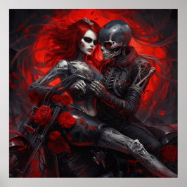 Póster Poster Femme Intrépide à Moto