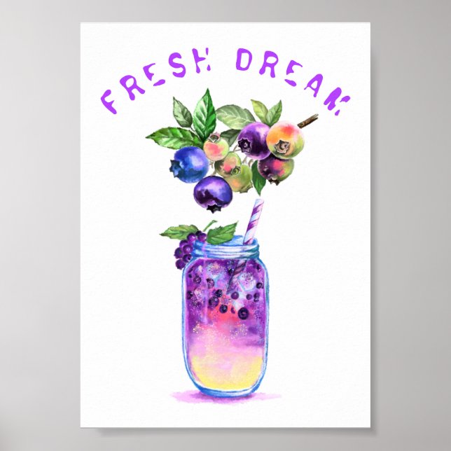 Póster Poster Fiesta de  de frutas de jugo de arándano az (Frente)