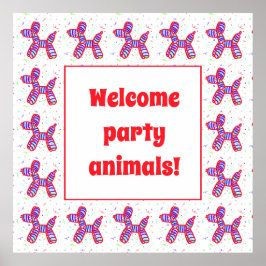 Póster Poster Fiesta de los perros de globos