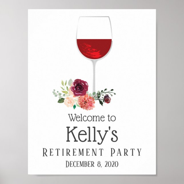 Póster poster Fiesta de retiro de vino tinto (Frente)