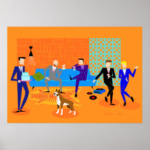 Póster Poster Fiesta gay retro (con perro)