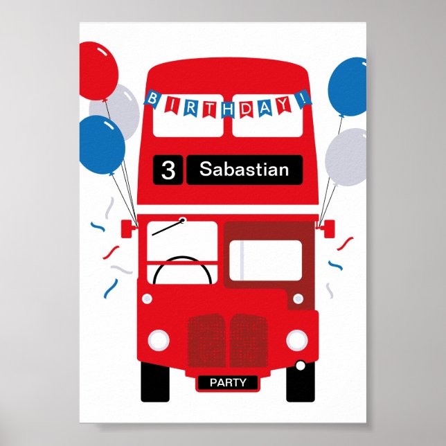 Póster Poster Fiesta personalizado del autobús rojo de Lo (Frente)