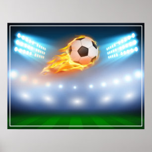 Póster Poster Flaming Soccer Ball