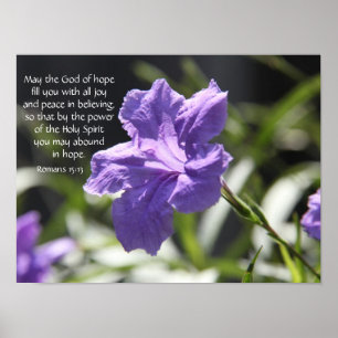Póster Poster floral con verso de la biblia sobre