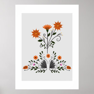 Póster Poster floral contemporáneo moderno