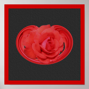 Póster Poster floral de diseño de gotas de lluvia roja