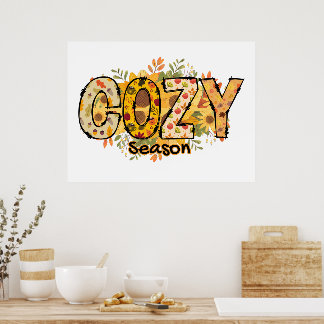 Póster Poster floral de temporada acogedora