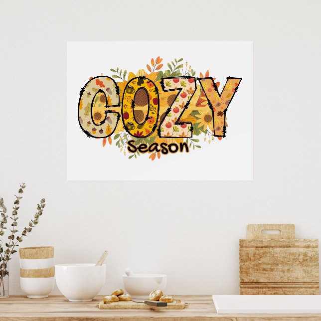 Póster Poster floral de temporada acogedora (Cocina)