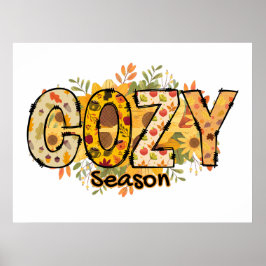 Póster Poster floral de temporada acogedora