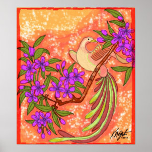 Póster Poster floral del pájaro