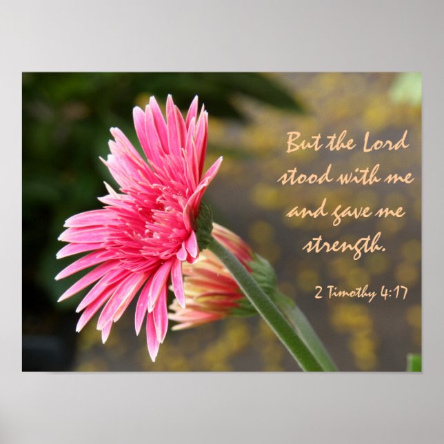 Póster Poster floral, la Biblia Verse sobre la fuerza de  (Frente)