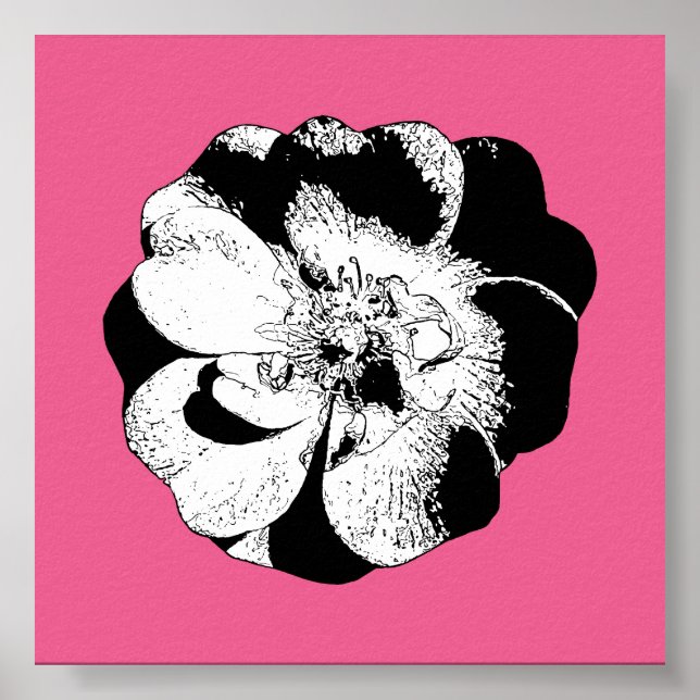 Póster Poster floral monocromo en rosa negrita - Pop mode (Frente)