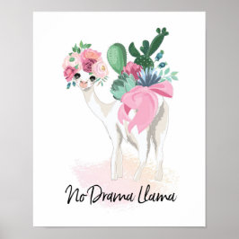 Póster Poster floral No Drama Llama