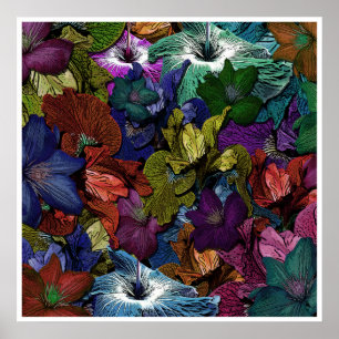 Póster Poster floral psicodélico