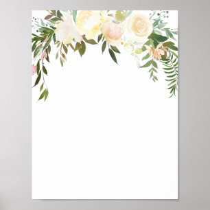 Póster Poster Floral rosa de color de agua - Agregue su p