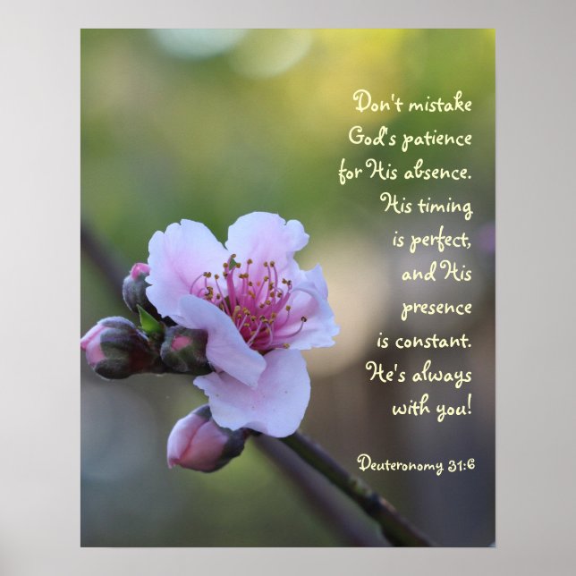 Póster Poster floral w Verse de Deuteronomy 31:6 (Frente)