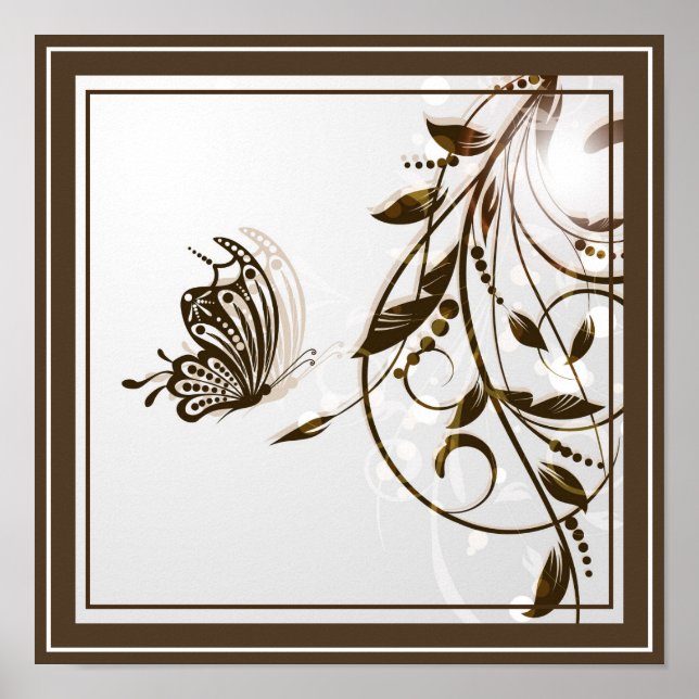 Póster Poster-Floral y mariposas (Frente)