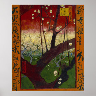 Póster Poster floreciente del árbol de ciruelo