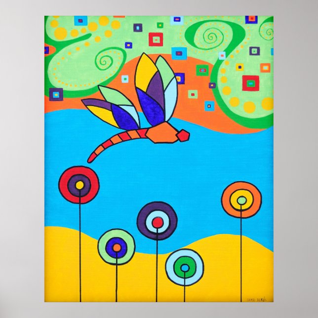 Póster Poster: Flores de libélula y chupete (Frente)