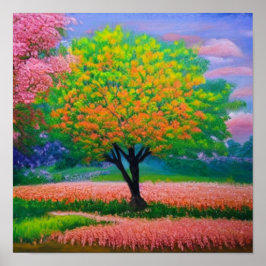 Póster Poster forestal colorido