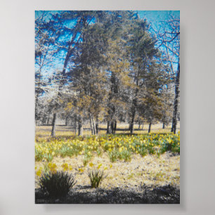 Póster Poster Forestal de Daffodil Vintage