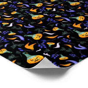 Póster Poster forestal de Halloween