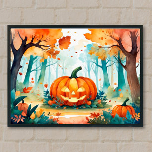 Póster Poster Forestal del Otoño de Lantern Jack O’