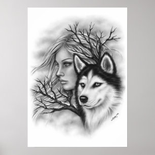 Póster Poster fornido del chica del lobo de las almas del