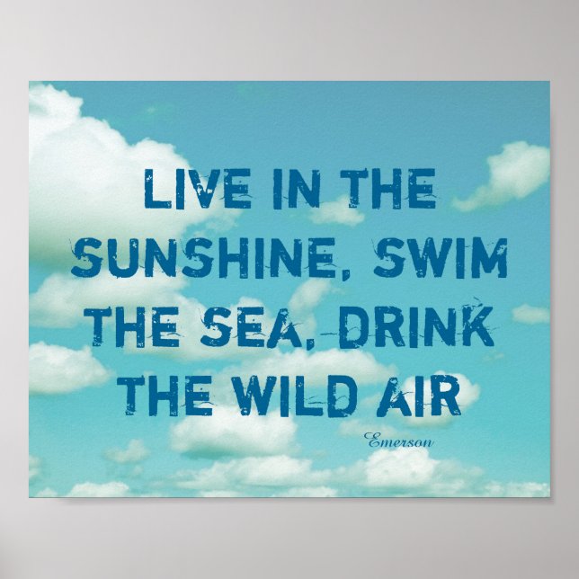 Póster poster fotográfico azul de la naturaleza con cita  (Frente)