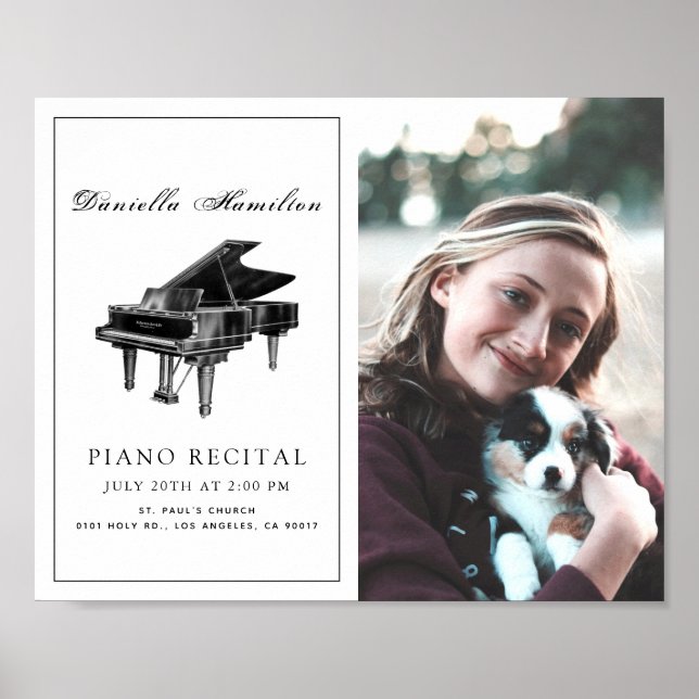 Póster Poster fotográfico clásico simple de piano blanco  (Frente)