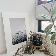 Poster fotográfico de faro blanco y negro