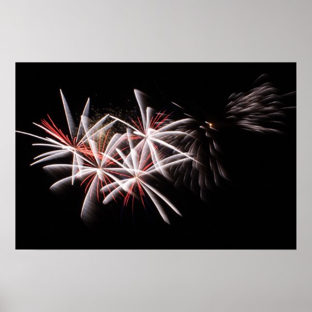 Póster Poster fotográfico de fuegos artificiales rojos (Frente)