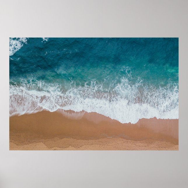 Póster Poster fotográfico de las olas del océano azul pro (Frente)